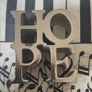 Vintage Robert Indiana Silver Steel HOPE Modern Pop Art Sculpture Paperweight